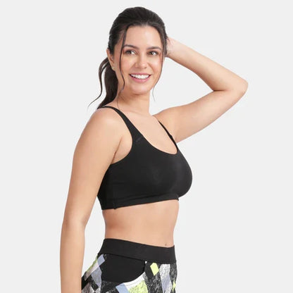 Black sports bra Envie non padded non wired full coverage comfortable gym workout bra for daily activewear