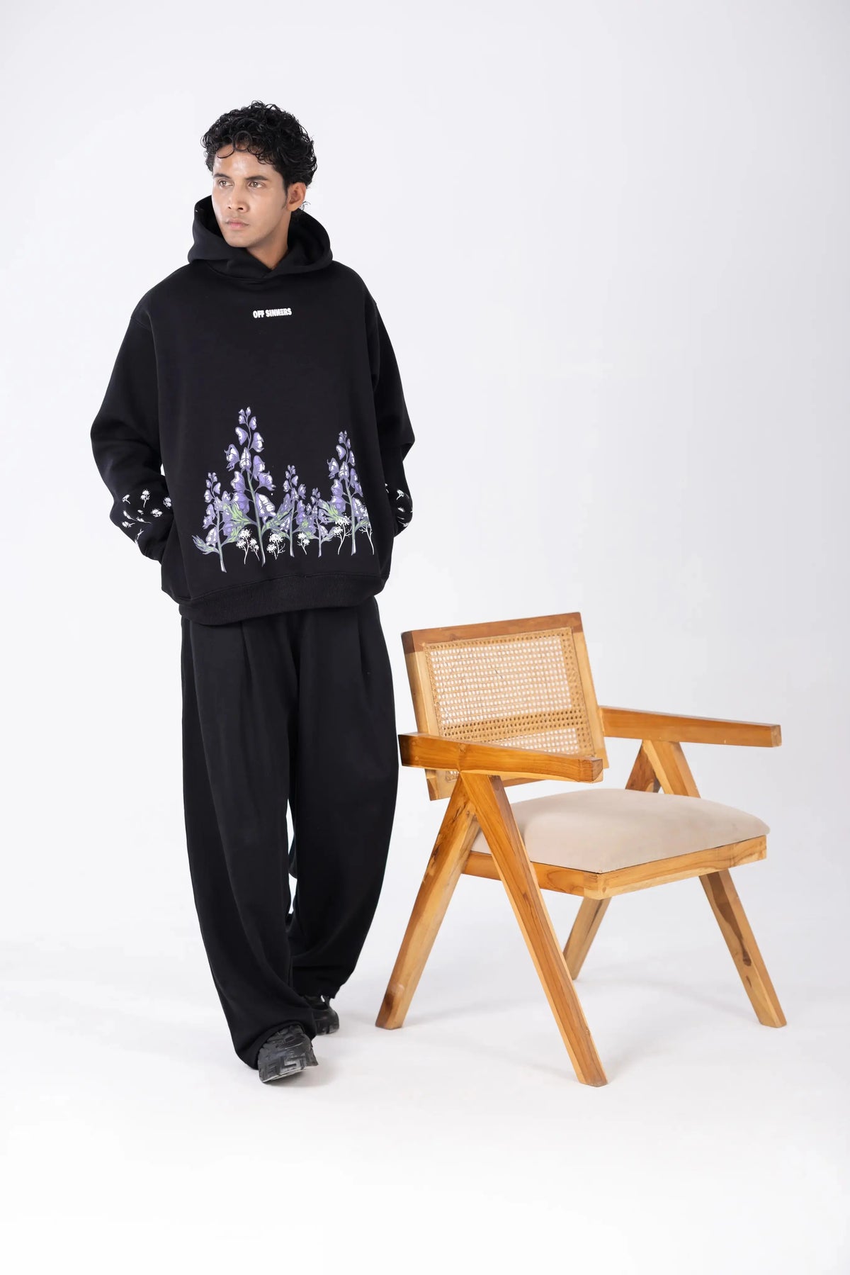 Last Bloom Regular Fit Printed Black Hoodie Off Sinners