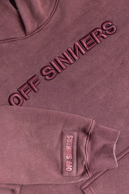 Acid Wash Raven Born Embroidered Brown Hoodie Off Sinners
