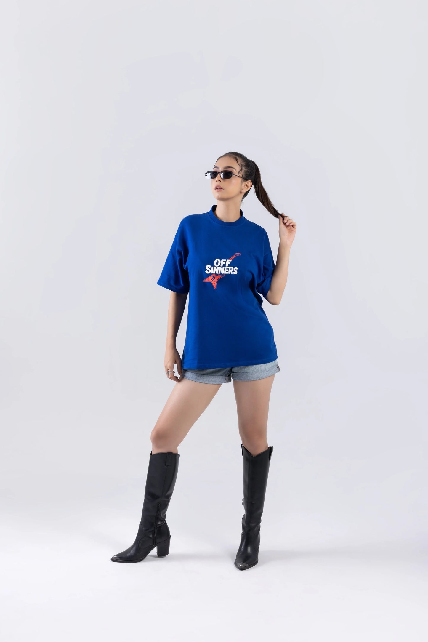 "Play Metal" Round Neck Printed Blue T-Shirt