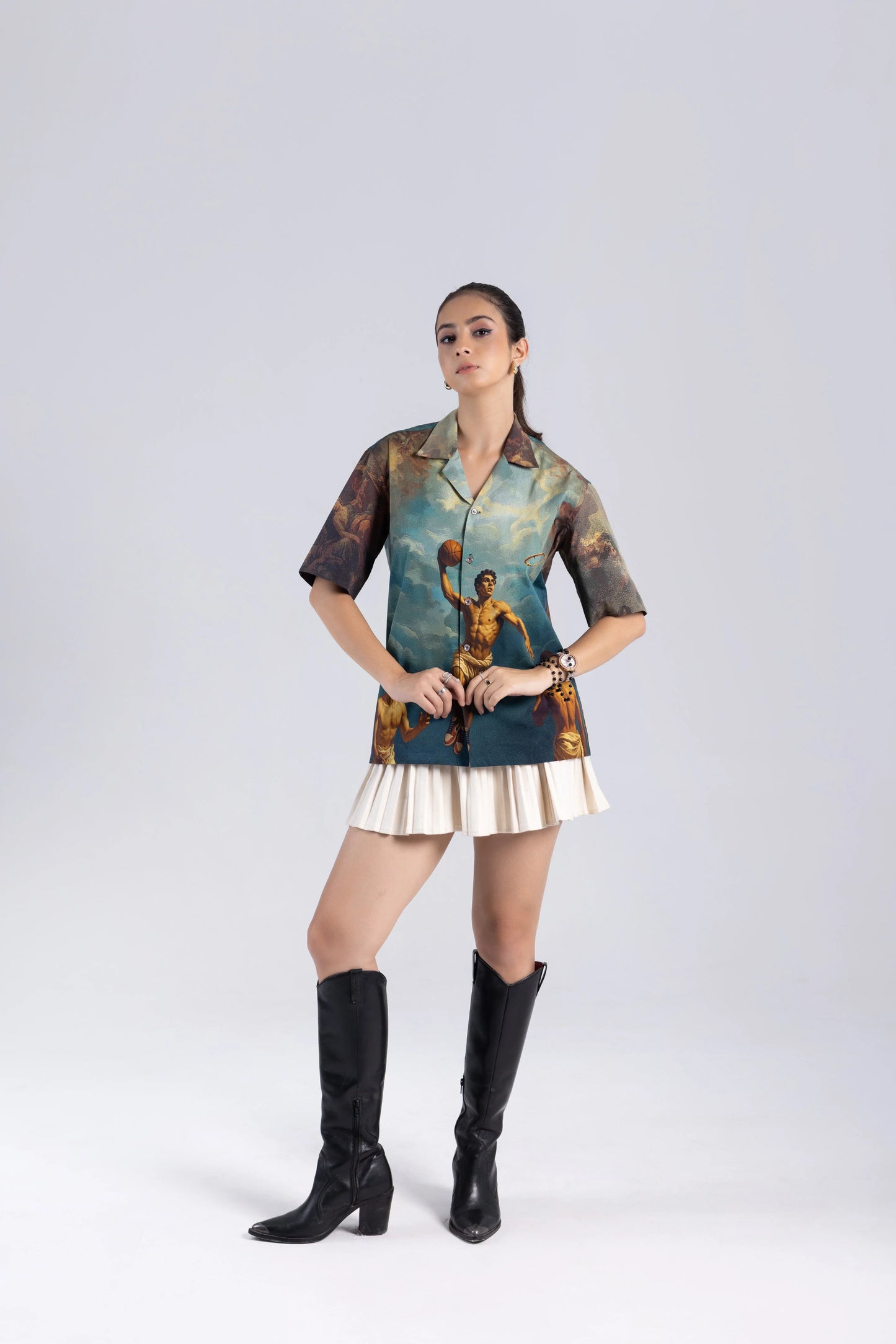 Court of Chaos Oversized Printed Cuban Collar Shirt