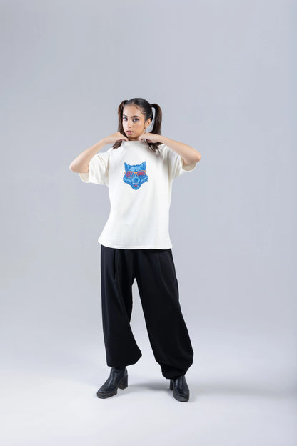 "Caught You Looking" Printed White T-Shirt