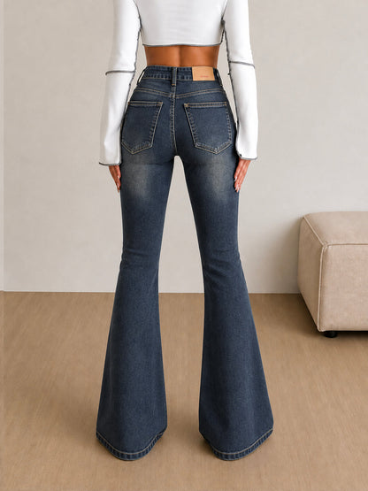 Deep Sapphire Blue Washed Bootcut Jeans