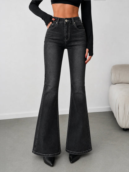 Carbon Black Washed Bootcut Jeans