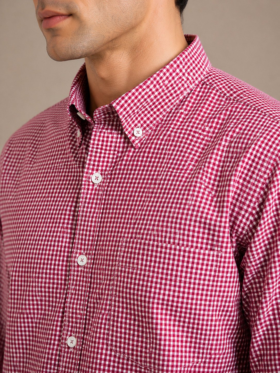 Crimson Grid Casual Shirt