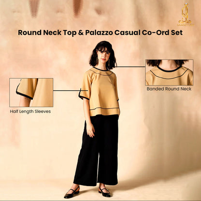 Round Neck Top & Palazzo Casual Co-Ord Set
