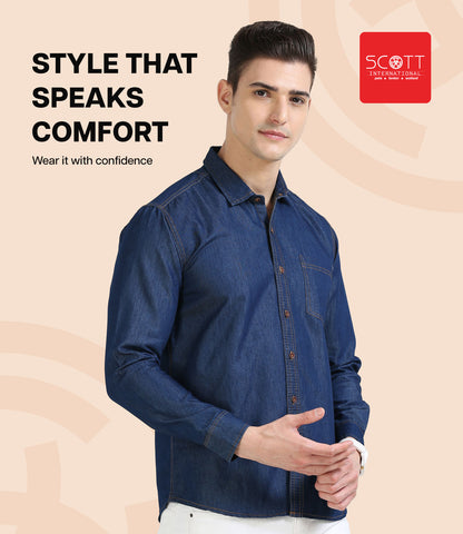 Men's Cotton Regular Fit Denim Shirt