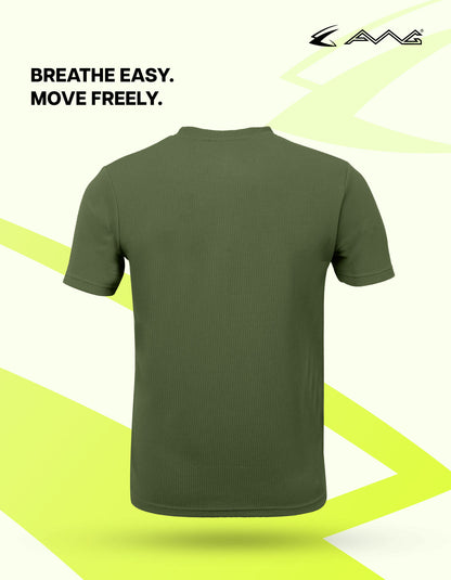 Men Solid Waffle Crew Neck Tshirt