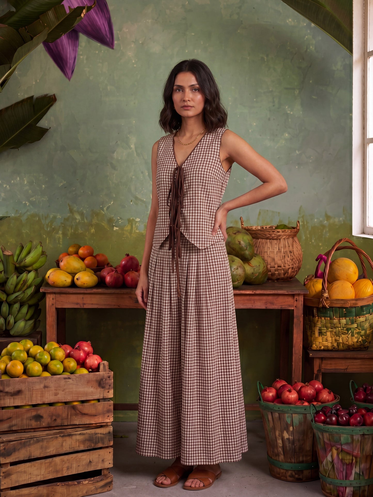 THE UMBER LATTICE CHEKS CO-ORD SET