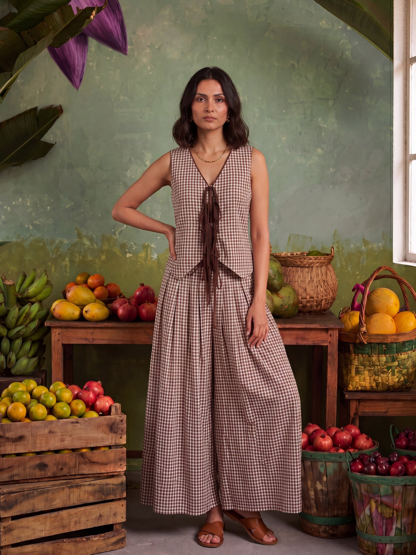 THE UMBER LATTICE CHEKS CO-ORD SET