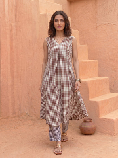 THE CHECKERED CASCADE KURTA SET