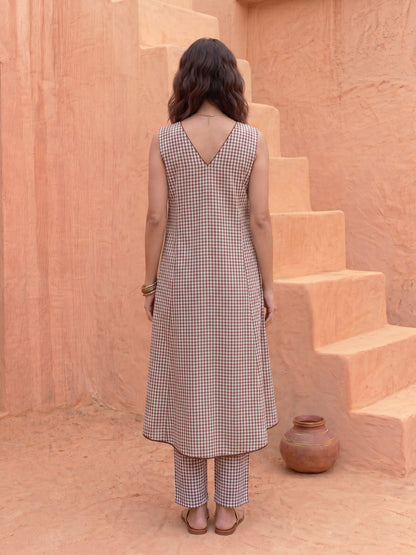 THE CHECKERED CASCADE KURTA SET