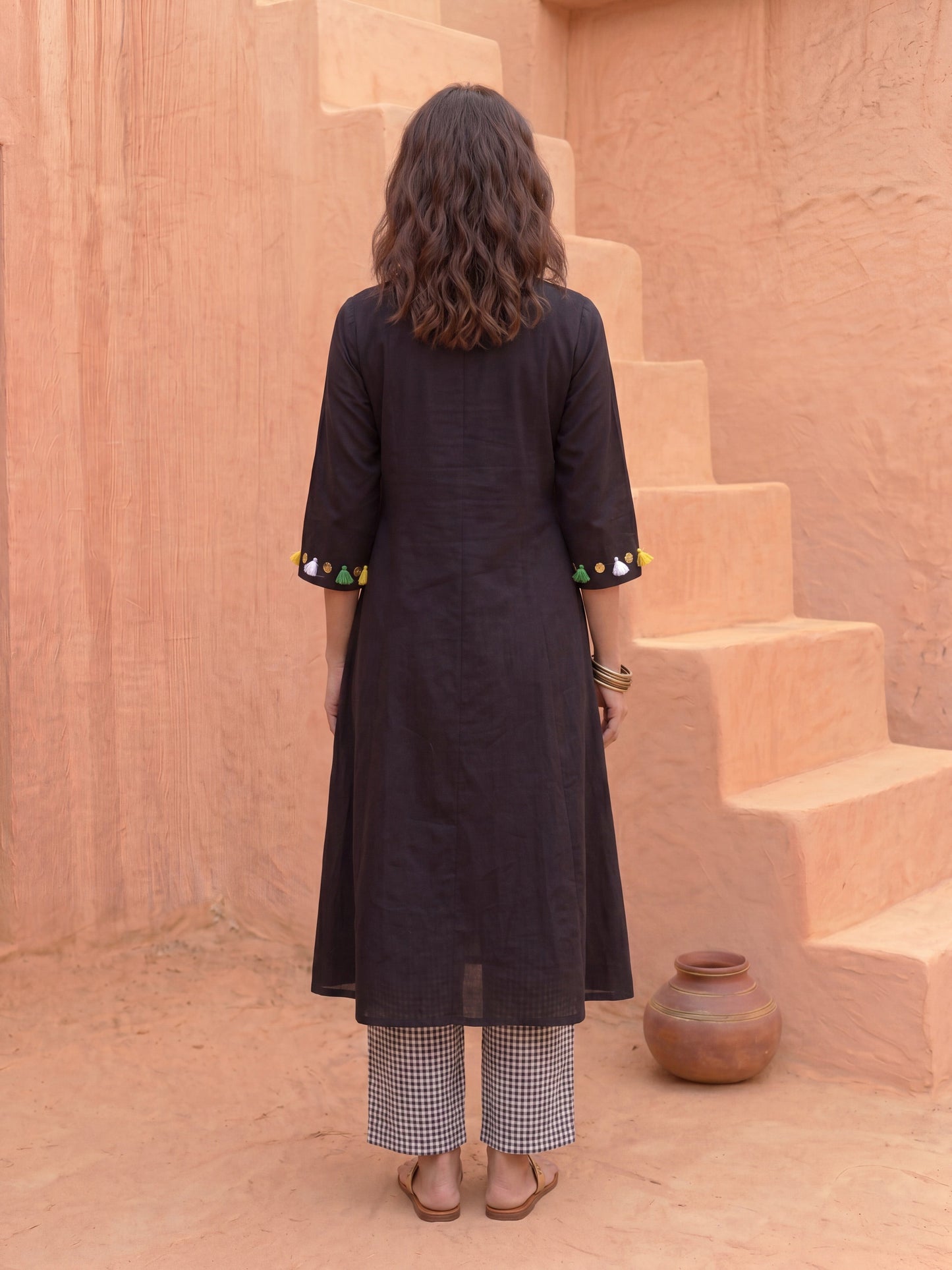 SHADOW & GRID KURTA SET