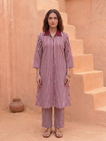 Maroon With Stripes Embellished