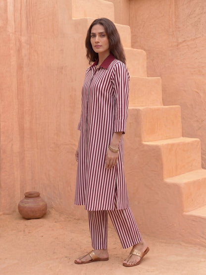 Maroon With Stripes Embellished