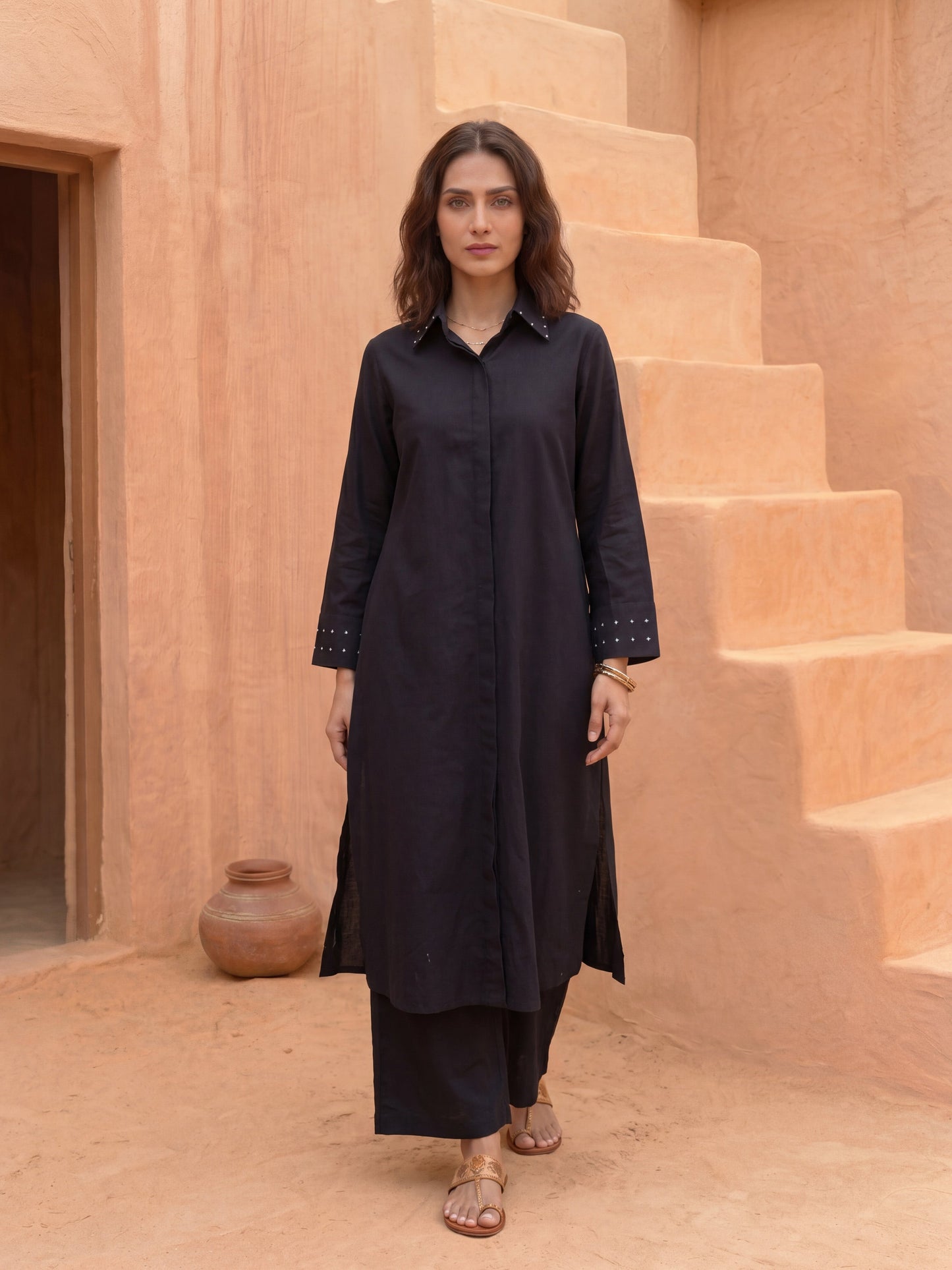 Black Long-Line Shirt Tunic