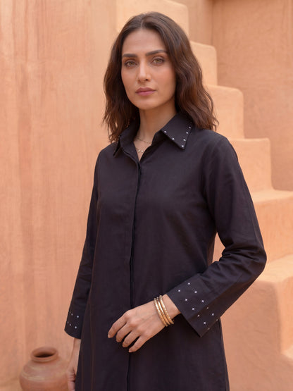 Black Long-Line Shirt Tunic