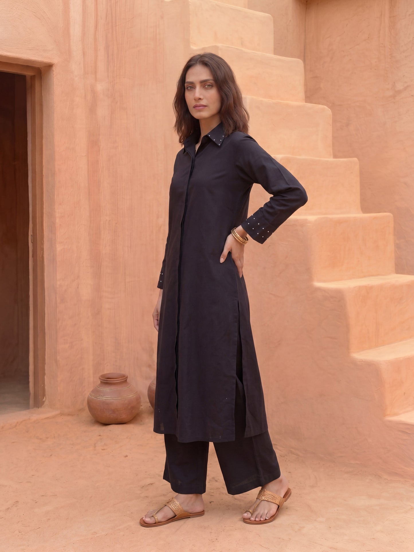 Black Long-Line Shirt Tunic