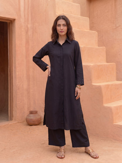 Black Long-Line Shirt Tunic
