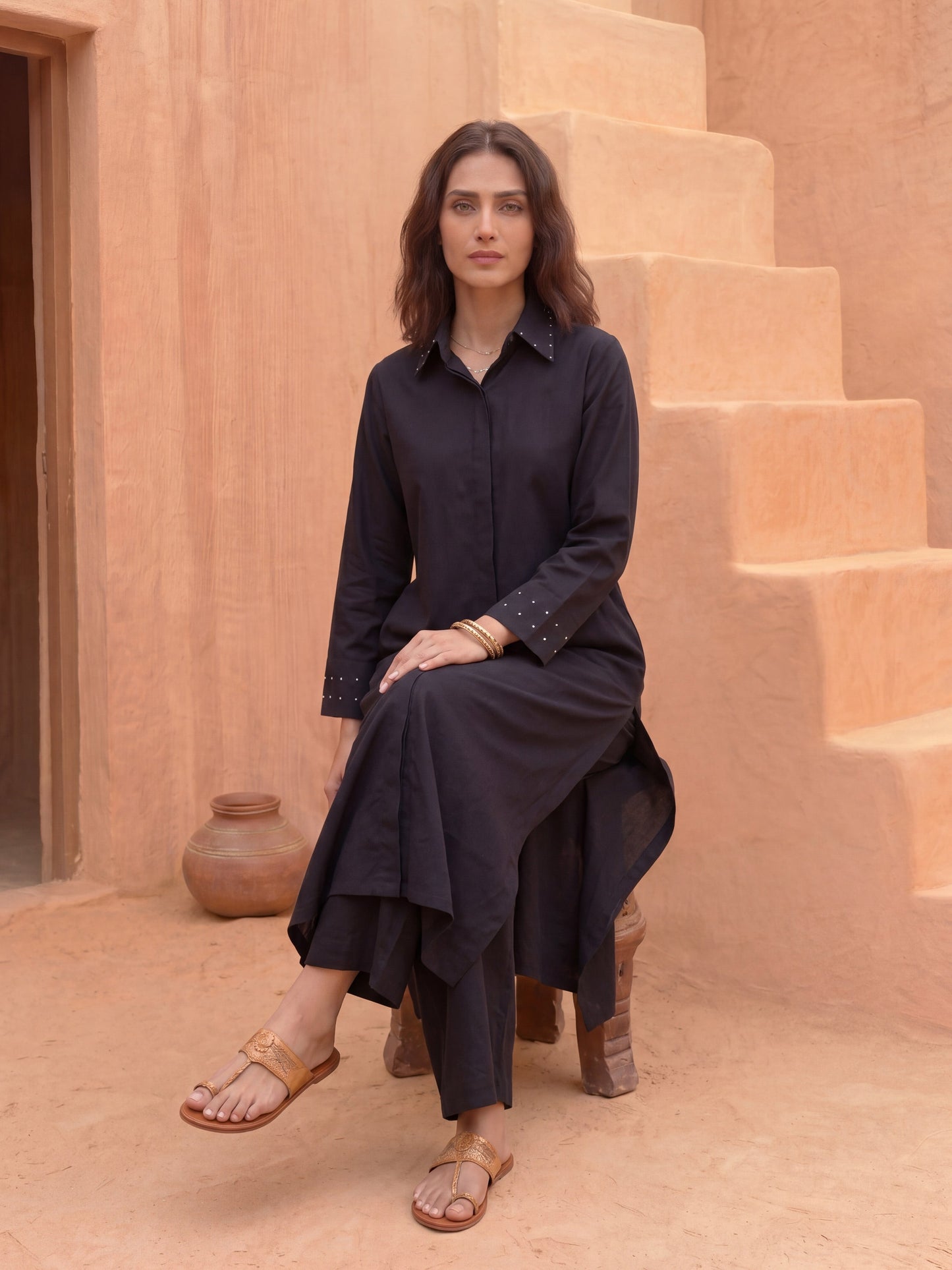 Black Long-Line Shirt Tunic