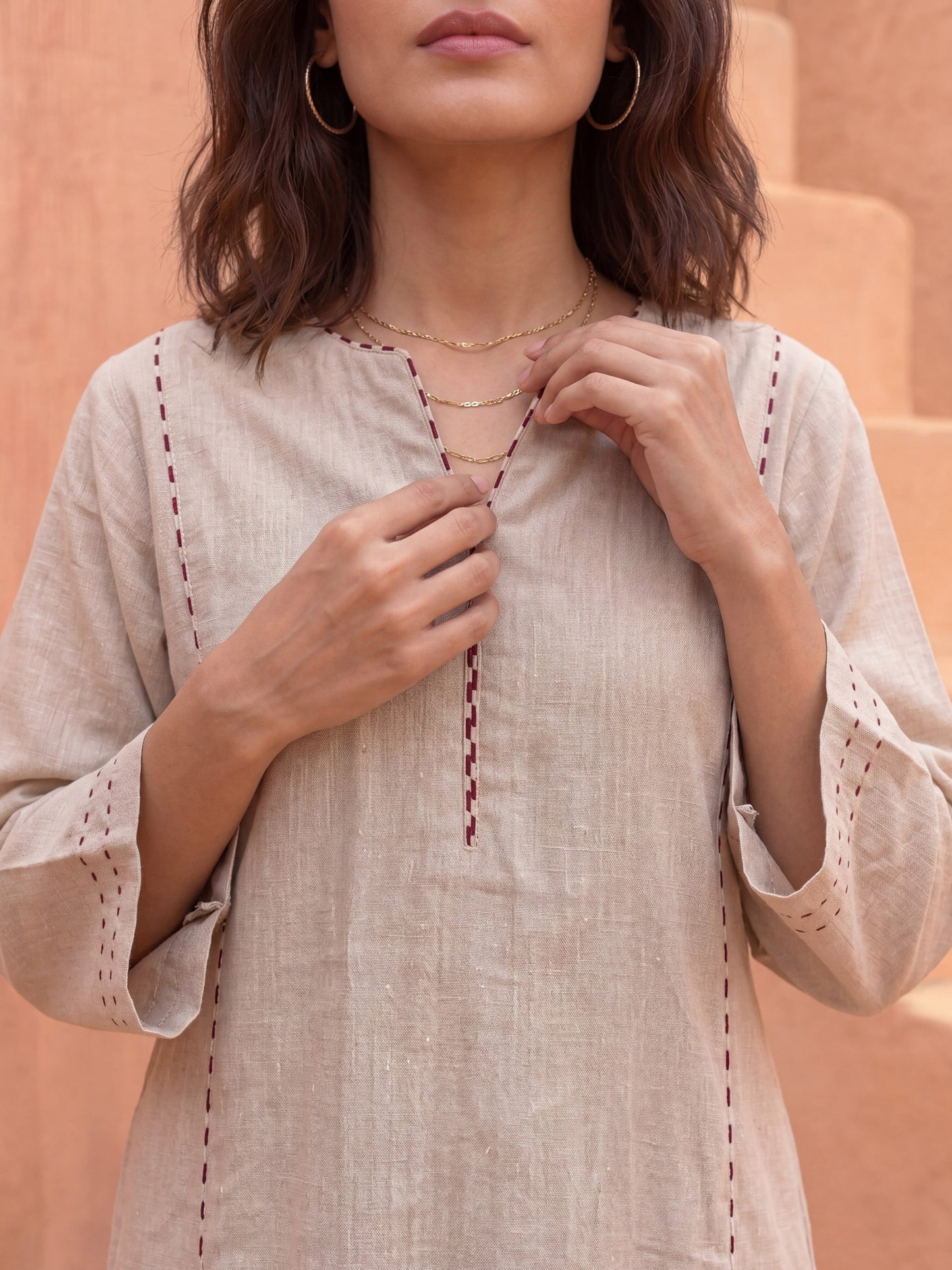 SAND & SLATE STRIPE KURTA SET