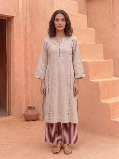 SAND & SLATE STRIPE KURTA SET