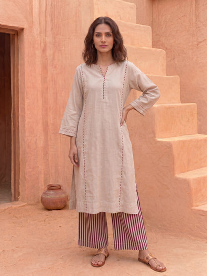 SAND & SLATE STRIPE KURTA SET