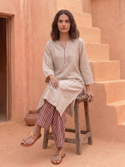 SAND & SLATE STRIPE KURTA SET