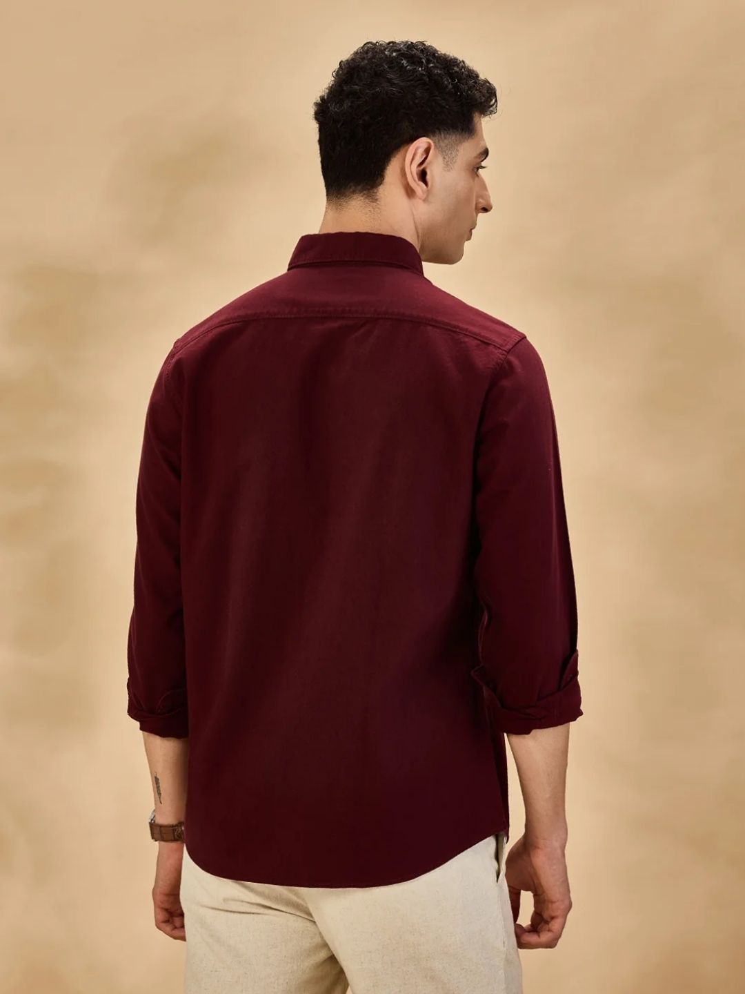 Aldeno Men Oxford Maroon Casual Shirt (GOWIN)