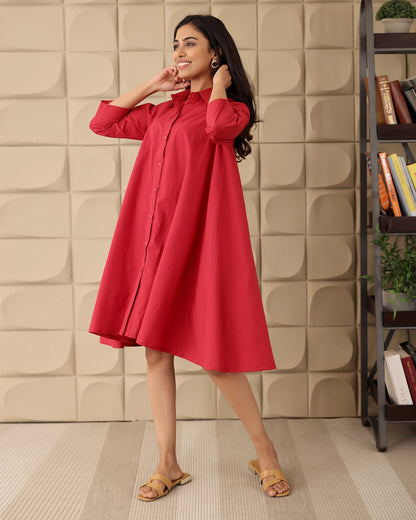 Pink Poplin Shirt Dress