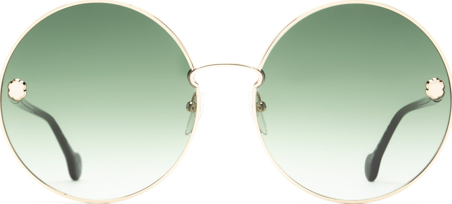 Salvatore Ferragamo Gold rim Green Lens Women Sunglasses