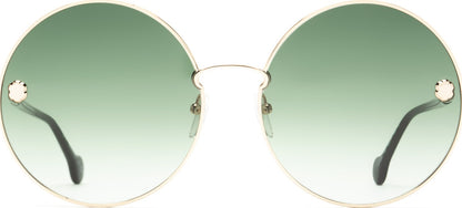 Salvatore Ferragamo Gold rim Green Lens Women Sunglasses