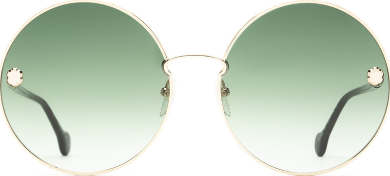 Salvatore Ferragamo Gold rim Green Lens Women Sunglasses