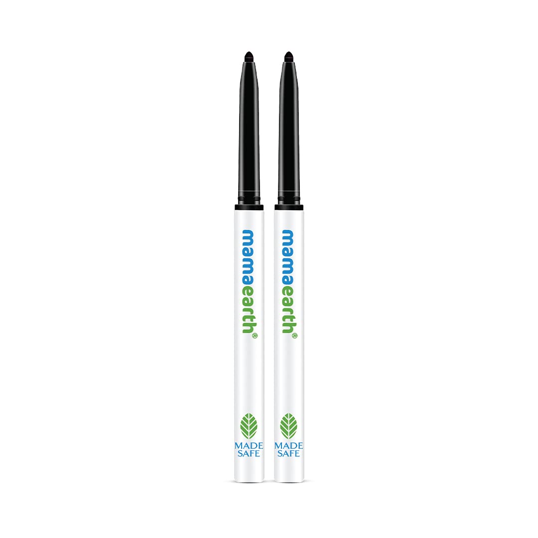 mamaearth Charcoal Black Long Stay Kajal with Vitamin C & Chamomile for 11-Hrs Smudge-Free - Black 0.7 g