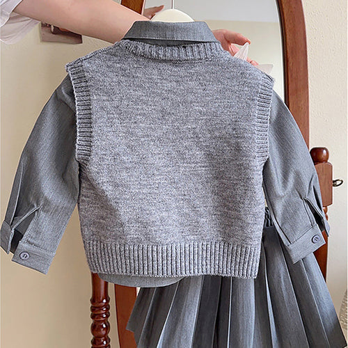 Grey Dragonfly 3pcs, Skirt and Top Winterwear for Girls