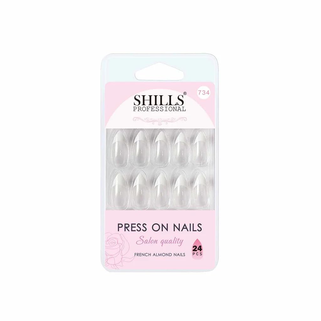 SHILLS PROFESIONAL PRESS ON NAILS SALON QUALITY FRENCH ALMOND NAILS 24PCS 736