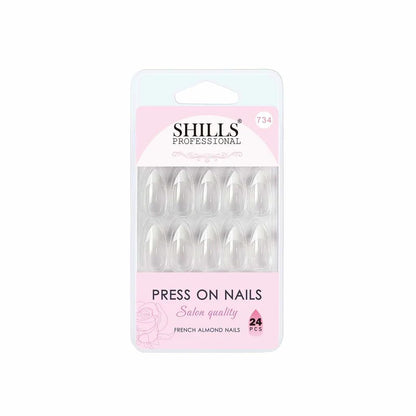 SHILLS PROFESIONAL PRESS ON NAILS SALON QUALITY FRENCH ALMOND NAILS 24PCS 736