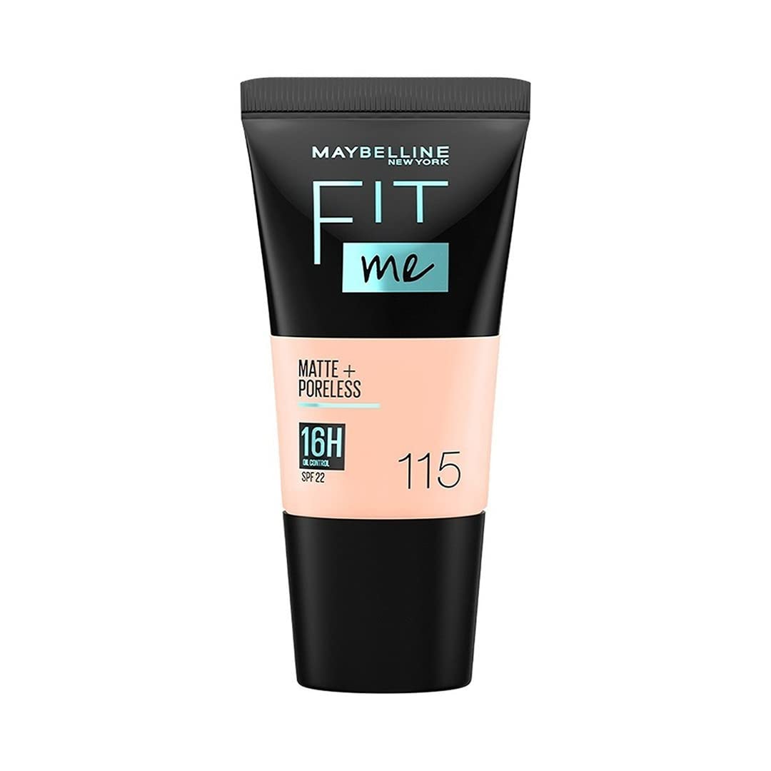 Maybelline New York Liquid Foundation, Matte & Poreless, Full Coverage, Fit Me, 115 Ivory 18Ml 18 MILLI_LITRE