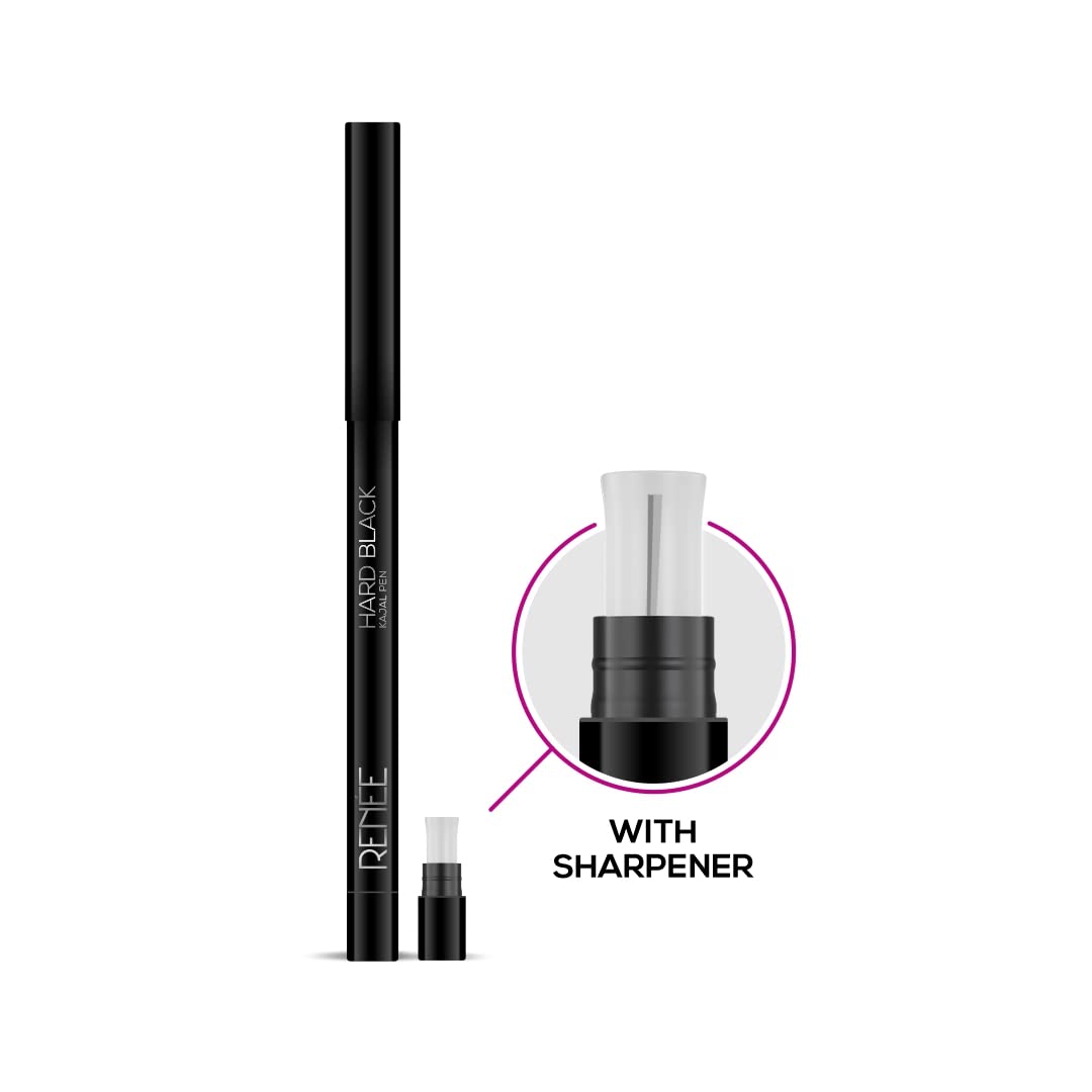 Renee Hard Black Kajal Pen with Sharpener, Black 0.35 GRAM