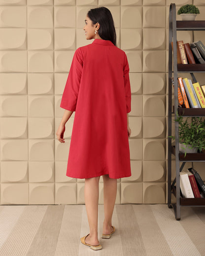 Pink Poplin Shirt Dress