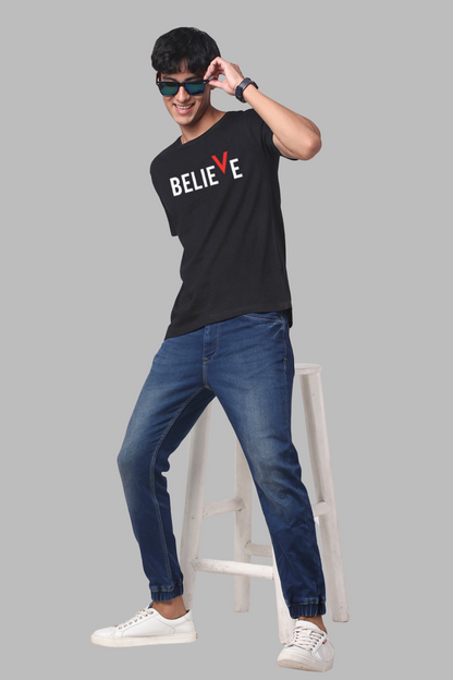 ADRO Men's Believe Design Printed T-Shirt