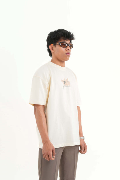 Beautiful Cream Oversized Printed T-Shirt Main Character