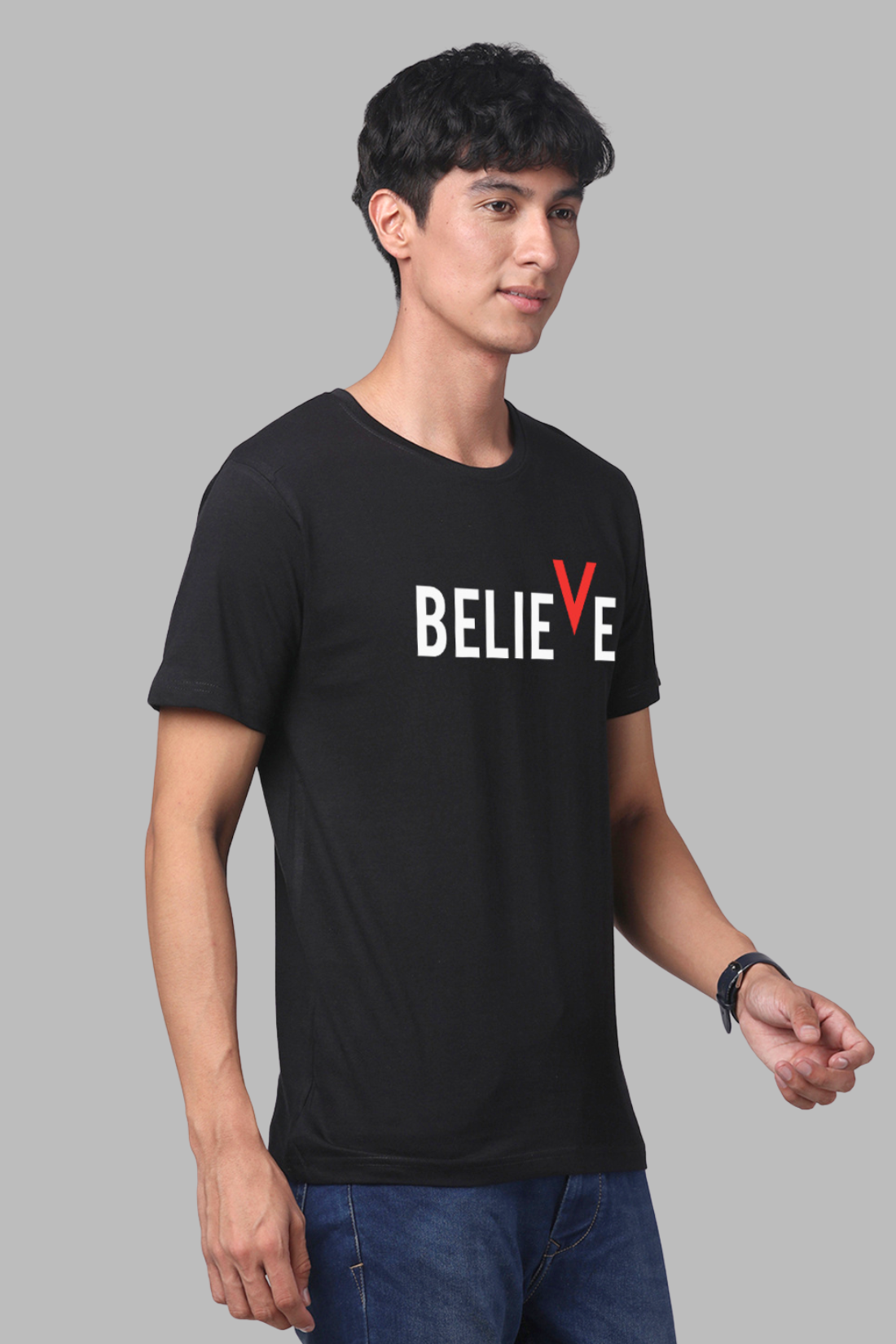 ADRO Men's Believe Design Printed T-Shirt