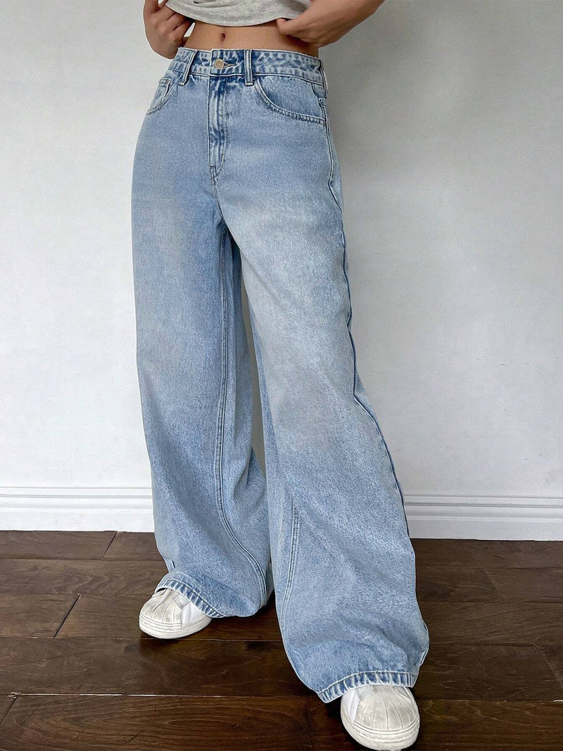 80s Snowy Blue Washed Super Wide Leg Jeans