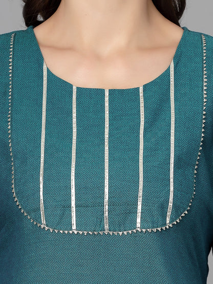 Women Dark Green Festive Kurta With Lace Krya