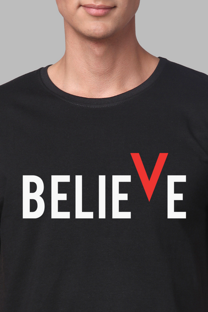 ADRO Men's Believe Design Printed T-Shirt