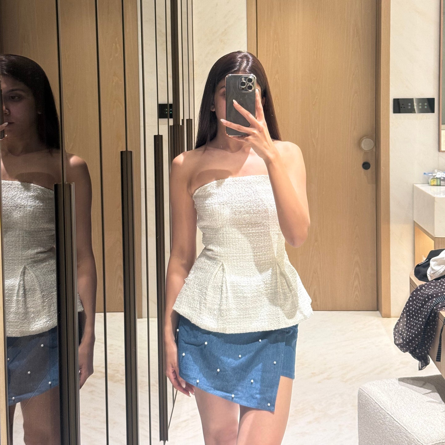Washed Celestial Denim Skort