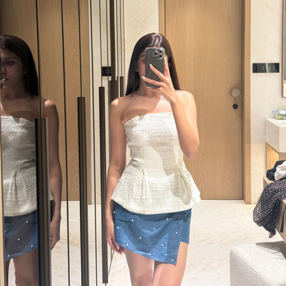 Washed Celestial Denim Skort