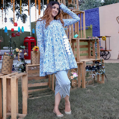 Blue Angrakha Dhoti Set