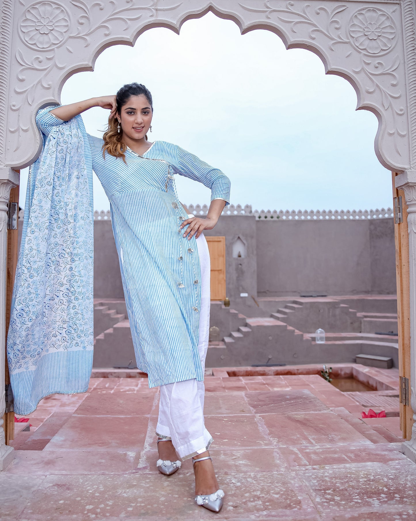 STRIPED ANGRAKHA SUIT